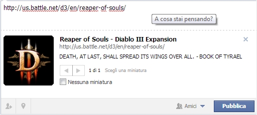 Reaper of souls sarà l'espansione quindi, come si apprende dal profilo Facebook ufficiale della Blizzard