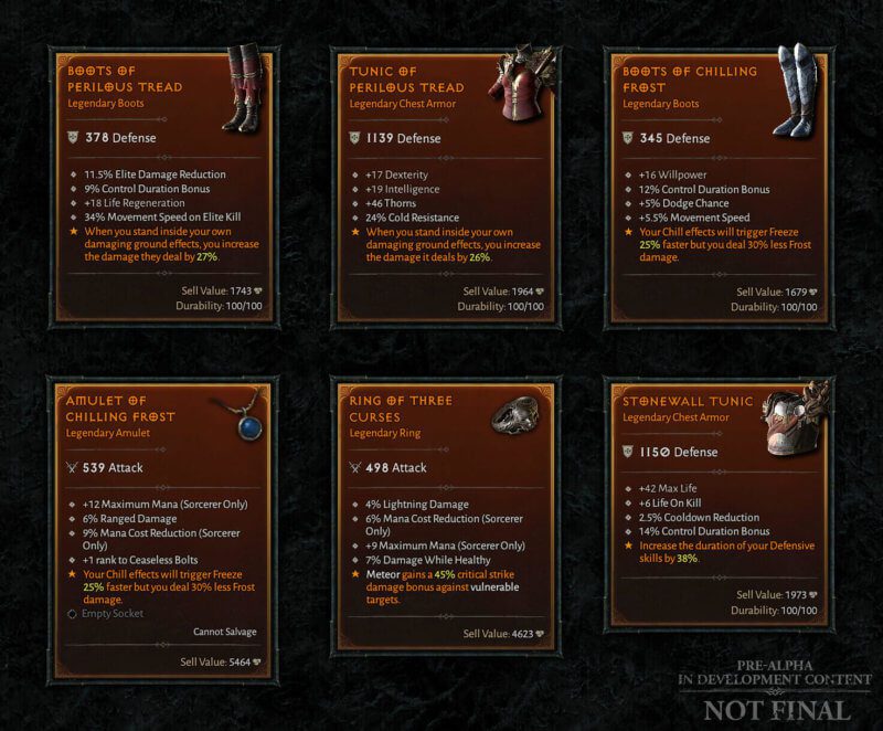 Diablo IV Aggiornamento trimestrale dicembre 2020 - oggetti leggendari